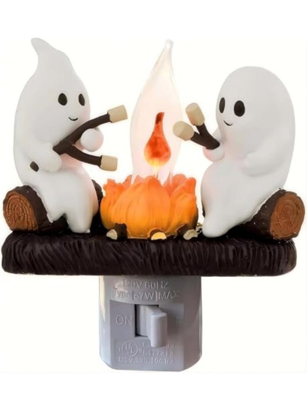 Ghosts Roasting Marshmallows Night Light, Halloween Nightlight Plug In Lamp
